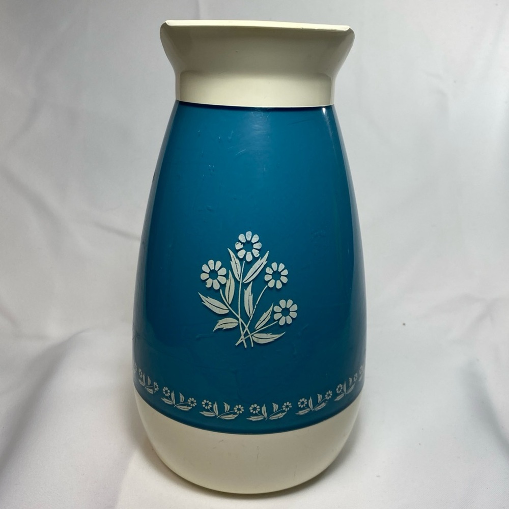 Vintage Coffee Carafe Pitcher Server insulated MCM Rare Blue Flowers